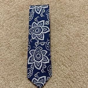 Tommy Hilfiger Navy and White Paisley Tie